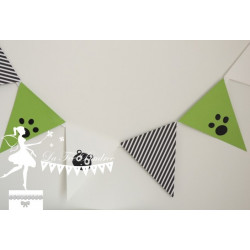 Guirlande de fanions Panda noir, blanc et vert