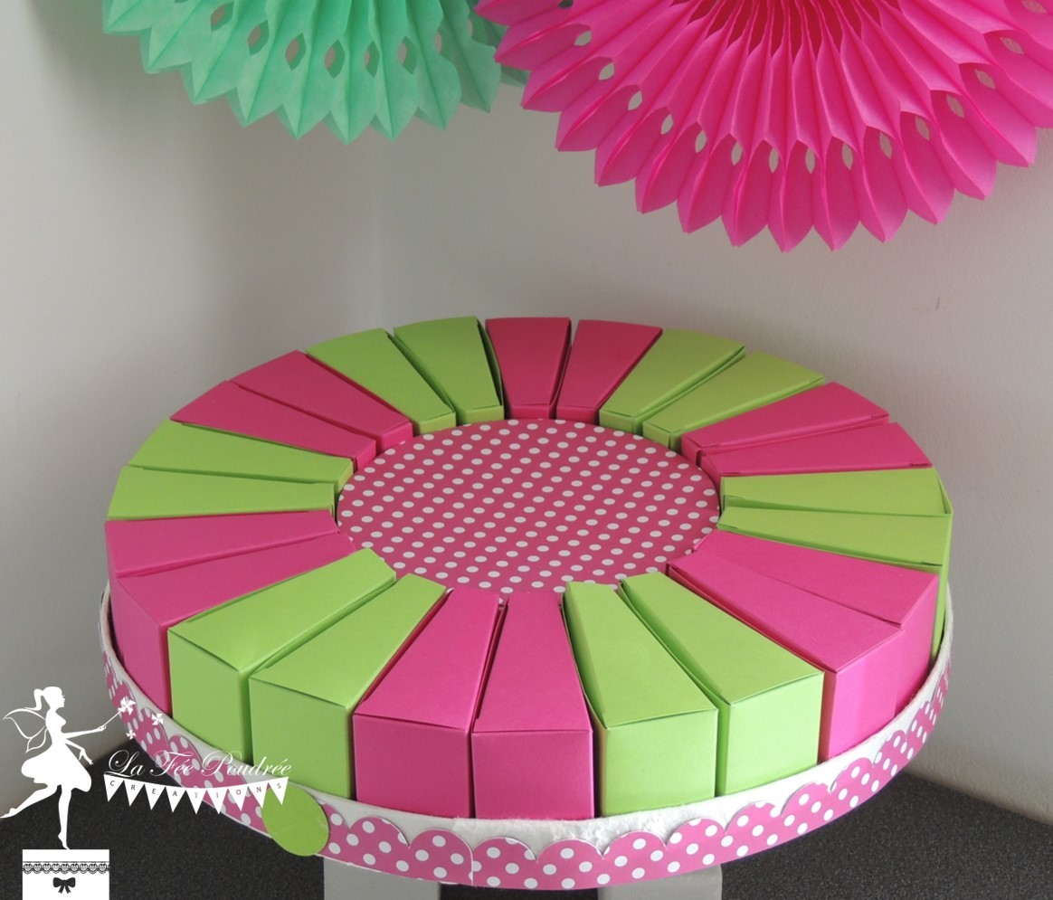 Gateau De Dragees Vert Anis Et Rose Fuchsia La Fee Poudree